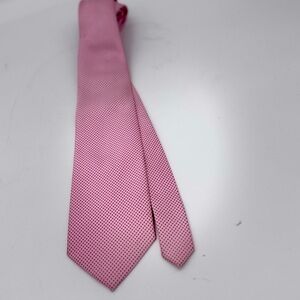 100% Silk, Hand Made Tie.  Pink and White.